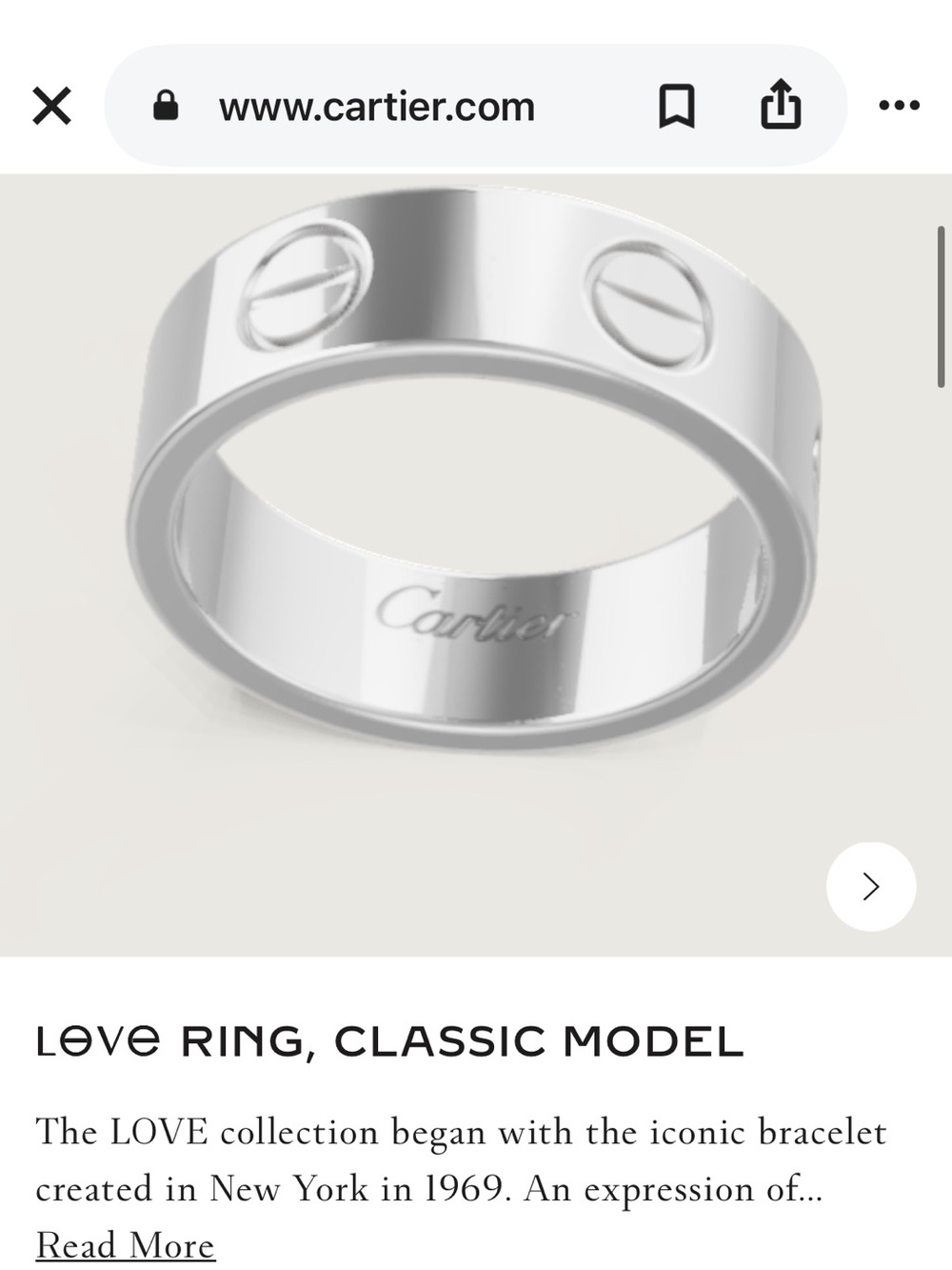 Cartier classic love ring - white gold ,